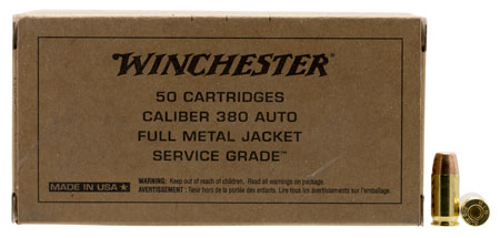 Winchester Ammo SG380W Service Grade  380ACP 95gr Full Metal Jacket Flat Nose 50 Per Box/10 Case
