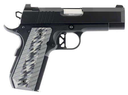 Dan Wesson 01883 ECP  Compact Frame 45 ACP 8+1 4" Stainless Bull Barrel Black Duty Serrated Stainless Steel Slide Black Aluminum Frame wBeavertail Black/Gray G10 Grip