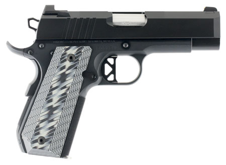 Dan Wesson 01884 EPC  9mm Luger 9+1 4" Stainless Bull Barrel Black Duty Serrated Stainless Steel Slide Black Aluminum Frame wBeavertail Black/Gray G10 Grip