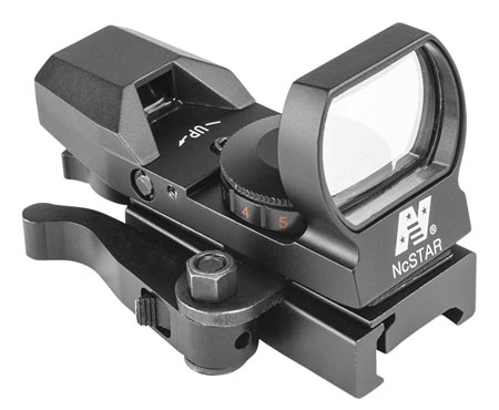 NcStar D4RGBQ Red  &  Green Reflex Sight with 4 Reticles  Black Anodized 1 x 0.95" x 1.34" Red/Green Multi Reticle