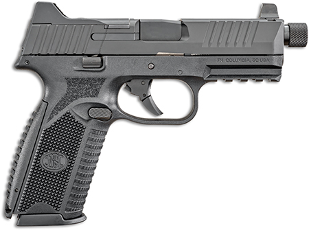 FN 66100527 509T  9mm Luger 10+1, 4.50" Black Steel Threaded Barrel, Matte Black Optic Ready/Serrated Stainless Steel Slide, Matte Black Polymer Frame w/Picatinny Rail