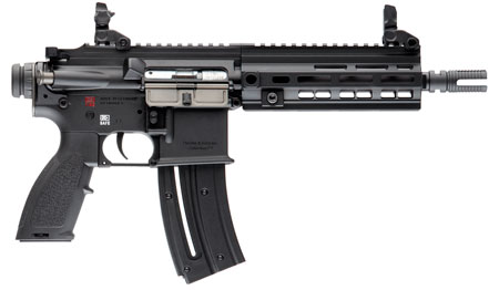 HK 81000404 416  22 LR 10+1 8.50" Black Steel Threaded Barrel, Black Aluminum Receiver w/M-LOK  &  Picatinny Rail, Black Polymer Grip w/Storage Compartment
