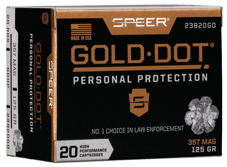Speer 23920GD Gold Dot Personal Protection 357Mag 125gr Hollow Point 20 Per Box/10 Case