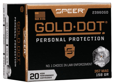 Speer 23960GD Gold Dot Personal Protection 357Mag 158gr Hollow Point 20 Per Box/10 Case