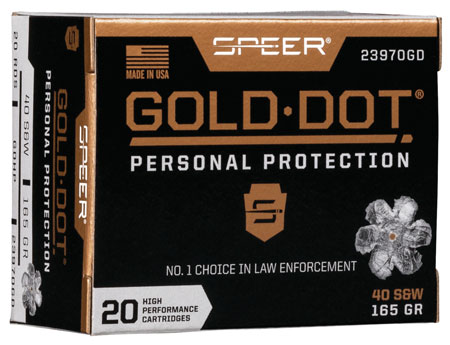 Speer 23970GD Gold Dot Personal Protection 40S&W 165gr Hollow Point 20 Per Box/10 Case