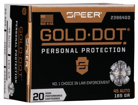 Speer 23964GD Gold Dot Personal Protection 45ACP 185gr Hollow Point 20 Per Box/10 Case