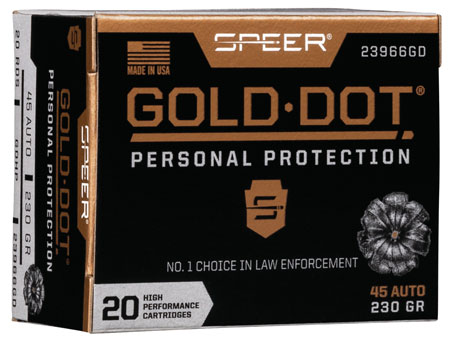 Speer 23966GD Gold Dot Personal Protection 45ACP 230gr Hollow Point 20 Per Box/10 Case