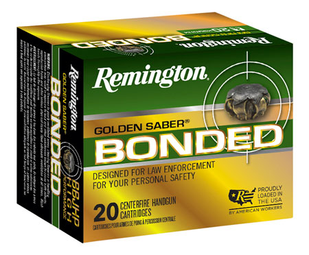 Remington Ammunition 29407 Golden Saber Bonded  357Sig 125gr Bonded Brass Jacketed Hollow Point 20 Per Box/25 Case