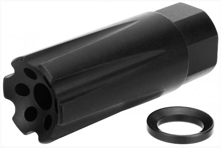 TacFire MZ1020 Linear Compensator Black Nitride Steel with 1/2"-28 tpi Threads, 2.26" OAL  &  0.87" Diameter for 5.56x45mm NATO AR-15