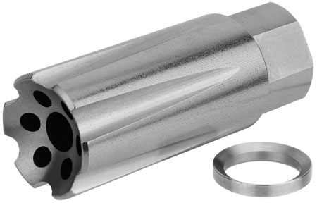 TacFire MZ10209MMSS Linear Compensator Stainless Steel with 1/2"-36 tpi Threads, 2.05" OAL  &  0.87" Diameter for 9mm Luger AR-Platform