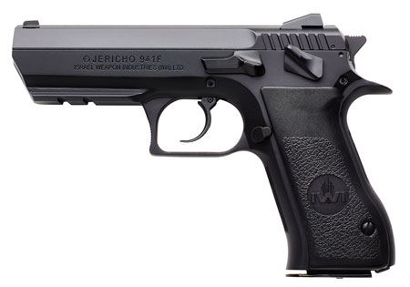 IWI US J941F910 Jericho 941 F9 9mm Luger Caliber with 4.40" Barrel, 10+1 Capacity, Overall Black Finish, Picatinny Rail  &  Beavertail Frame, Serrated Steel Slide  &  Polymer Grip