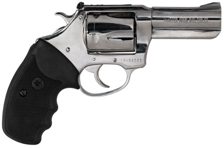 Charter Arms 73539 Mag Pug  Large 357 Mag, 5 Shot 3" High Polished Stainless Steel Barrel, Cylinder  &  Frame w/Black Finger Grooved Rubber Grip