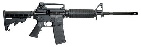 Smith  &  Wesson LE 311002 M & P15 A 223 Rem/5.56x45mm NATO 30+1 16" Barrel w/Mil-Spec Flash Suppressor, Black Finish, 6 Position Telescopic Buttstock, Polymer Grip, A2 Front/Troy Battle Rear Sight