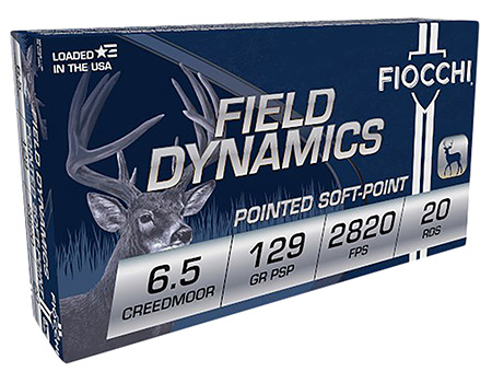 Fiocchi 65CMB Field Dynamics  6.5Creedmoor 129gr Pointed Soft Point 20 Per Box/10 Case