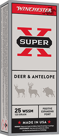 Winchester Ammo X25WSS Super X  25WSSM 120gr Positive Expanding Point 20 Per Box/10 Case
