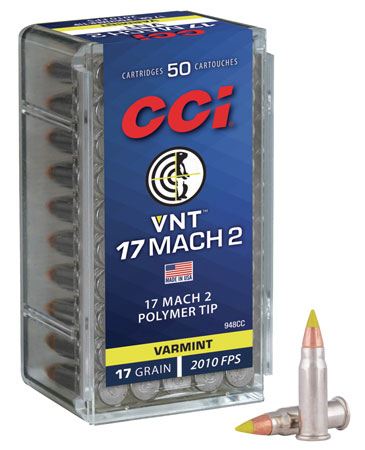 CCI 948CC VNT Rimfire 17Mach2 17gr Varmint Tipped 50 Per Box/100 Case