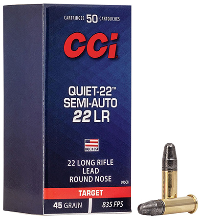 CCI 975CC Quiet-22  22LR 45gr Lead Round Nose 50 Per Box/100 Case