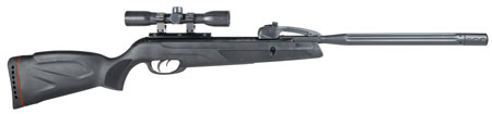Gamo 6110068754 Swarm Whisper Gas Piston 177 10 Shot Fluted Polymer Jacketed Rifled Steel Barrel w/Whisper Noise Dampening, Non-Slip Textured All Weather Stock  &  Forearm Includes Gamo 4x32mm Scope