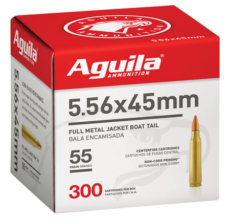 Aguila 1E556126   5.56x45mm NATO 55gr Full Metal Jacket Boat Tail 300 Per Box/4 Case