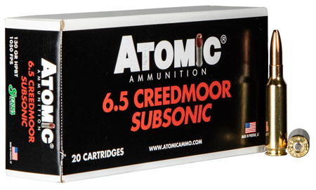 Atomic Ammunition 00476 Rifle Subsonic 6.5 Creedmoor 130 gr Sierra MatchKing BTHP 20 Per Box/ 10 Case
