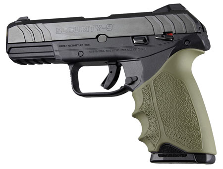 Hogue 17701 HandAll Beavertail made of Rubber with Textured OD Green Finish  &  Finger Grooves for Ruger Security-9