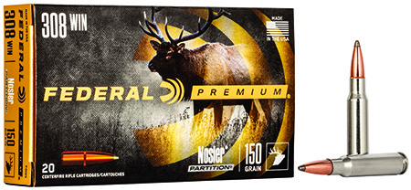 Federal P308S Premium  308Win 150gr Nosler Partition 20 Per Box/10 Case