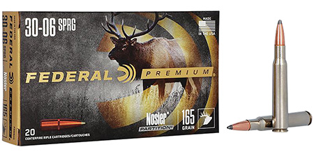 Federal P3006AD Premium  30-06Springfield 165gr Nosler Partition 20 Per Box/10 Case