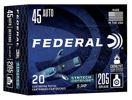 Federal S45SJT1 Syntech Defense 45ACP 205gr Segmented Jacketed Hollow Point 20 Per Box/10 Case