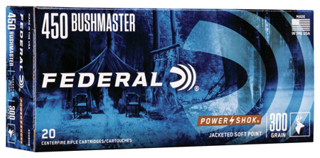 Federal 450BMB Power-Shok  450Bushmaster 300gr Jacketed Soft Point 20 Per Box/10 Case