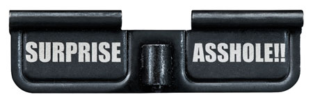 Phase 5 Weapon Systems EPCSURPRISE Ejection Port Door  AR-15 Black Parkerized Steel 3.10"  Engraved "Surprise Asshole!!"