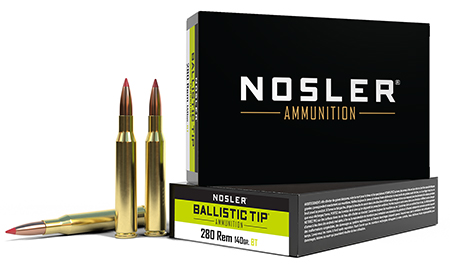 Nosler 40073 Ballistic Tip  280Rem 140gr Spitzer Ballistic Tip 20 Per Box/10 Case