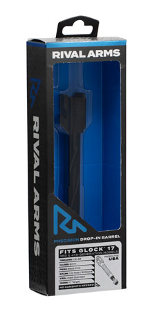 Rival Arms RA20G102A Precision Drop-In Barrel 9mm Luger 4.49" Black PVD Finish 416R Stainless Steel Material with Fluting  &  Treading for Glock 17 Gen3-4