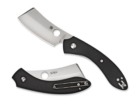Spyderco C177GP ROC  3.07" Folding Cleaver Plain Matte Gray VG-10 SS Blade Black G10 Handle Includes Pocket Clip