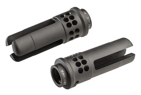 SureFire WARCOMP5561228 Warcomp QD Flash Hider 22 Cal (5.56mm) 1/2"-28 tpi, Open Tine 3-Prong, Ported Black Stainless Steel for AR/M4-Platform (SOCOM Suppressor Compatible)