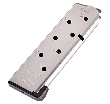 CMC Products 16132C Power Mag  8rd 45 ACP Fits 1911 Officer Black Stainless Steel