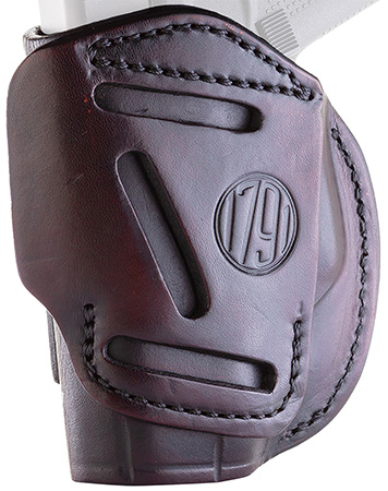 1791 Gunleather 4WH2SBRR 4-Way  IWB/OWB Size 02 Signature Brown Leather Belt Clip Compatible w/Ruger LCP/S&W Bodyguard/Glock 42/43/43X  Right Hand
