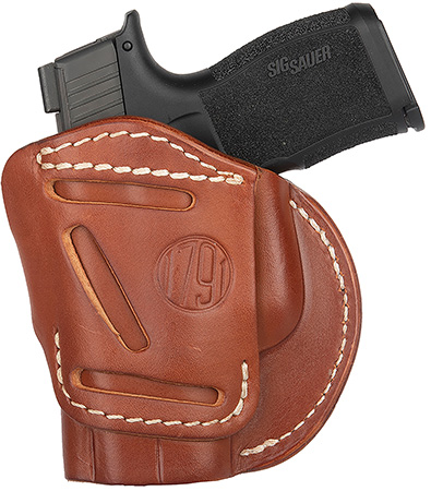 1791 Gunleather 4WH3CBRR 4-Way  IWB/OWB Size 03 Classic Brown Leather Belt Clip Compatible w/Glock 26/Ruger LC9/S&W M & P Shield 2.0 9/40 Right Hand