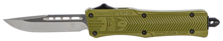 CobraTec Knives SODCTK1SDNS CTK-1  Small 2.75" OTF Drop Point Plain D2 Steel Blade/OD Green Aluminum Handle Features Glass Breaker Includes Pocket Clip