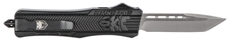 CobraTec Knives MBSTK1MTNS CTK-1  Medium 3" OTF Tanto Plain D2 Steel Blade/Black Aluminum Handle Features Glass Breaker Includes Pocket Clip