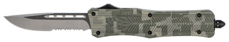 CobraTec Knives MADCCTK1MDS CTK-1  Medium 3" OTF Part Serrated D2 Steel Blade Army DigiCamo Aluminum Handle Features Glass Breaker Includes Pocket Clip