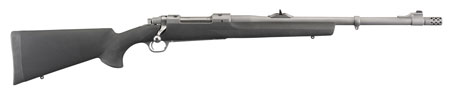 Ruger 57100 Hawkeye Alaskan Full Size 375 Ruger 3+1 20" Matte Stainless Steel Threaded Barrel, Integral Scope Mounts Stainless Steel Receiver, Black Hogue OverMolded Synthetic Stock