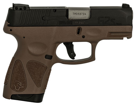 Taurus 1G2S931B G2S  Compact Frame 9mm Luger 7+1 3.26" Matte Steel Barrel, Matte Black Serrated Alloy Steel Slide, Brown Polymer Frame w/Picatinny Rail  &  Polymer Grip, Right Hand