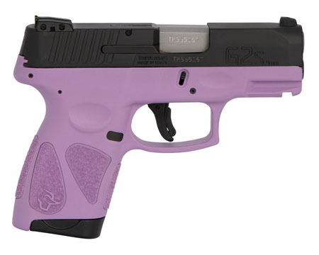 Taurus 1G2S931LP G2S  Compact Frame 9mm Luger 7+1 3.26" Matte Stainless Steel Barrel, Matte Black Serrated Alloy Steel Slide, Light Purple Polymer Frame w/Picatinny Rail  &  Polymer Grip, Right Hand