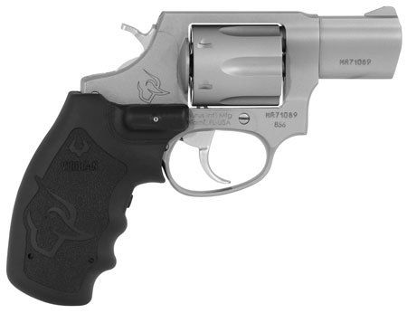 Taurus 2-856029VL 856 w/Laser Small 38 Special +P 6 Shot 2" Matte Stainless Steel Barrel, Cylinder  &  Frame, Black Finger Grooved Rubber Grip, Viridian Laser Transfer Bar Safety, Exposed Hammer