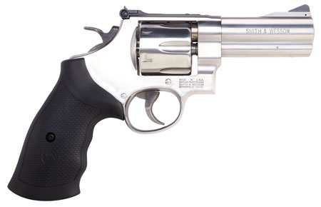 Smith  &  Wesson 12463 Model 610  N-Frame 10mm Auto/40 S&W 6 Shot 4" Stainless Steel Barrel, Cylinder  &   Frame, Black Finger Grooved Grip, Internal Lock Safety, Exposed Hammer
