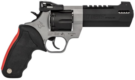 Taurus 2440055RH Raging Hunter  44 Rem Mag 6rd 5.12" Matte Black Oxide Cylinder  &  Barrel Matte Stainless Steel Frame Black Rubber with Integrated Red Cushion Insert  Grip