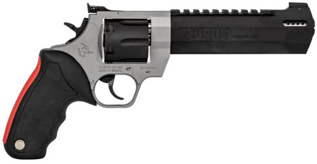 Taurus 2440065RH Raging Hunter  44 Rem Mag 6rd 6.75" Matte Black Oxide Cylinder  &  Barrel Matte Stainless Steel Frame Black Rubber with Integrated Red Cushion Insert Grip