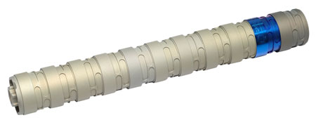 Q LLC SILE22 Erector  22 LR .99" Tan w/Blue Accent Aluminum/Stainless Steel 1/2"-28 tpi