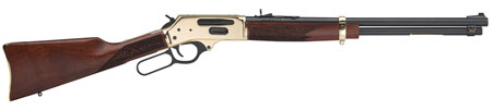 Henry H02435 Side Gate  Full Size 35 Rem 5+1 20" Blued Steel Barrel, Brass Polished Drilled  &  Tapped Brass Receiver, American Walnut Fixed Stock, Right Hand