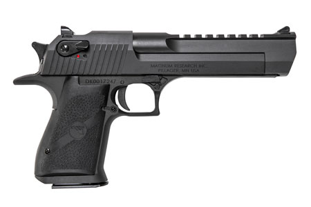 Magnum Research DE429 Desert Eagle Mark XIX 429 DE 7+1, 6" Black Steel Barrel, Matte Black Serrated Carbon Steel Slide  &  Frame w/Beavertail, Black Rubber Grip, Manual Thumb Safety, Right Hand